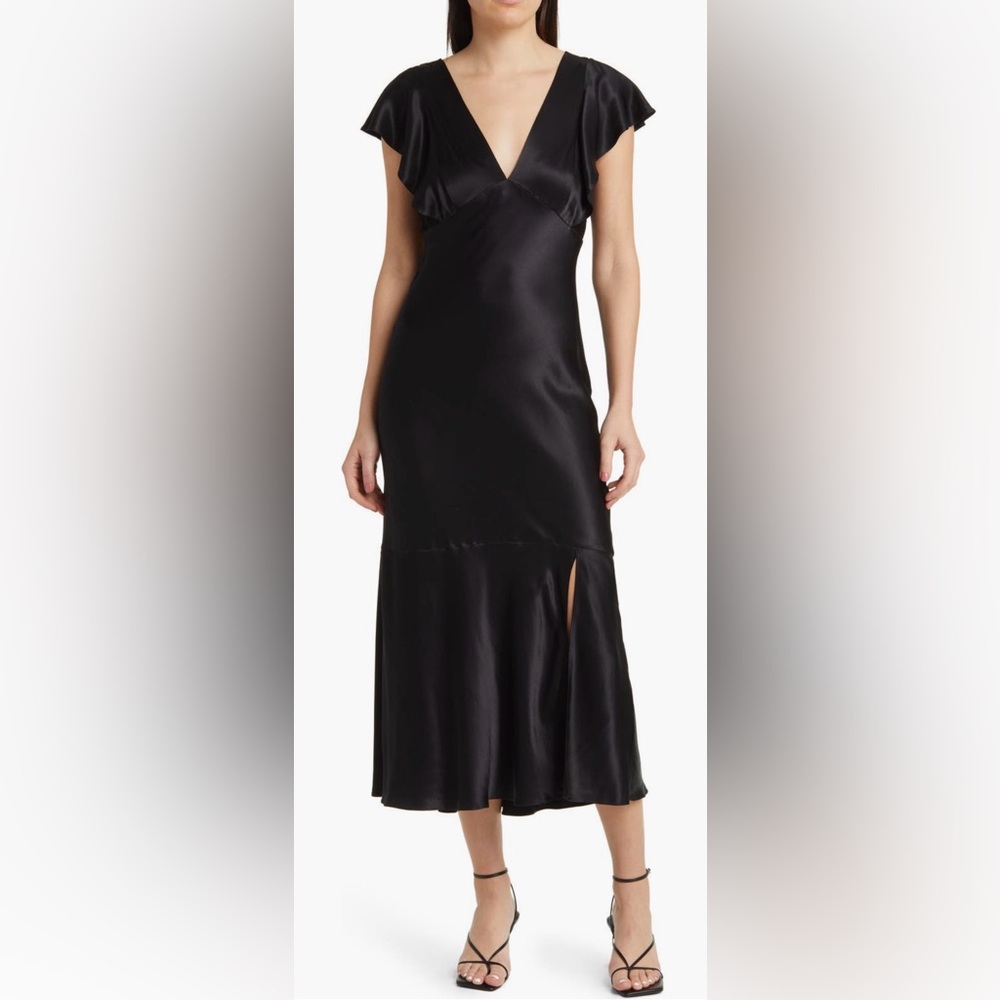 Rails Black Satin Midi dress